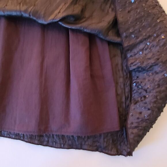 Eileen Fisher Women's Java Brown Rumpled Silk Sequined Dress Size XS - Picture 8 of 15